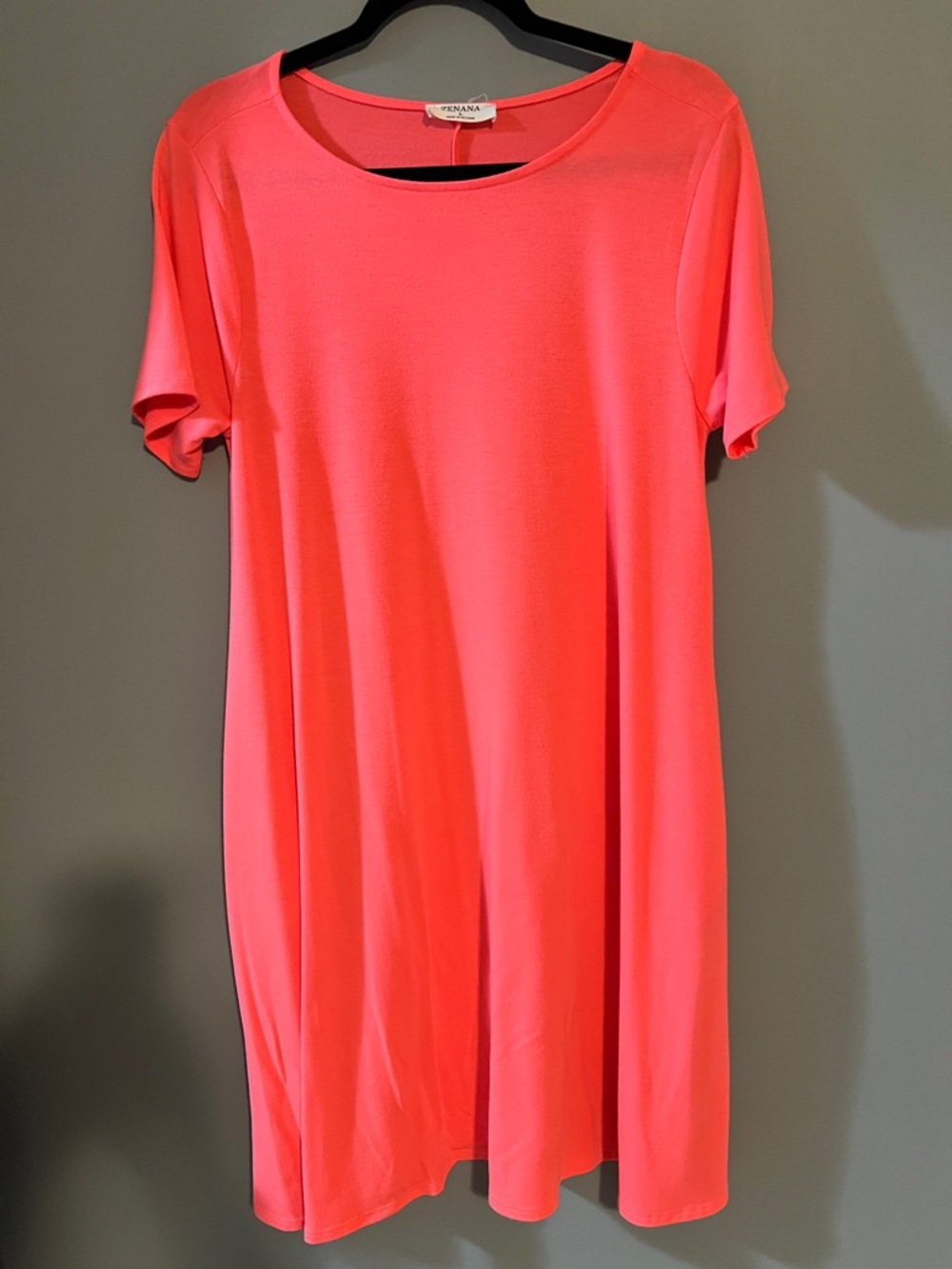 Coral Pink Short Sleeve Midi Dress